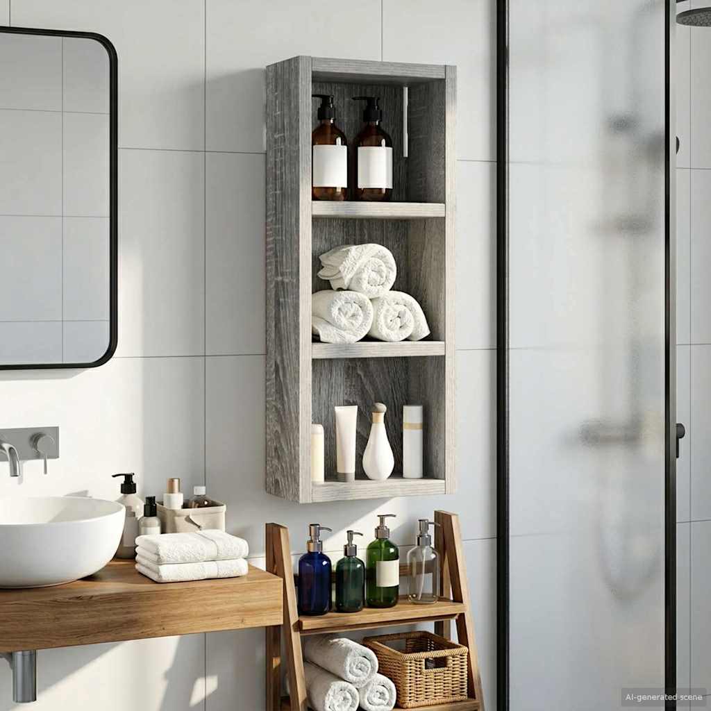 Badkamer wandkast met plank Grijze Sonoma 20 x 10 x 50 cm