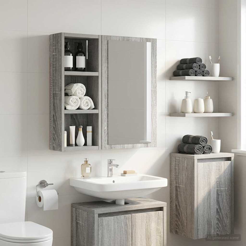 Badkamer wandkast met plank Grijze Sonoma 20 x 10 x 50 cm