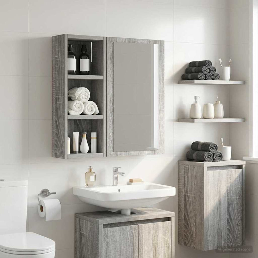 Badkamer wandkast met plank Grijze Sonoma 20 x 10 x 50 cm