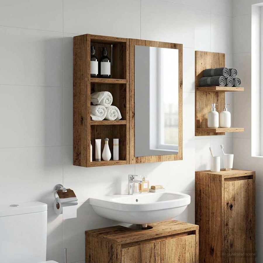 Badkamer wandkast Oudhout 20 x 10 x 50 cm Geconstrueerd hout