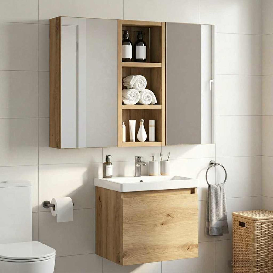 Badkamer wandkast met plank Ambachtelijk eiken 20 x 10 x 50 cm