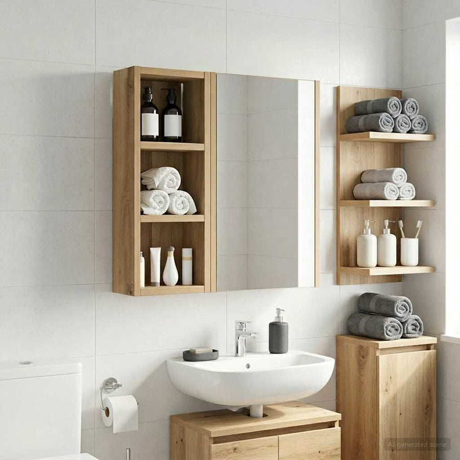 Badkamer wandkast met plank Ambachtelijk eiken 20 x 10 x 50 cm