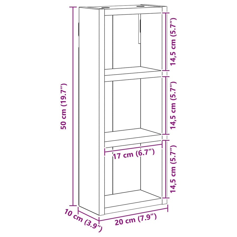 Badkamer wandkast met plank Ambachtelijk eiken 20 x 10 x 50 cm
