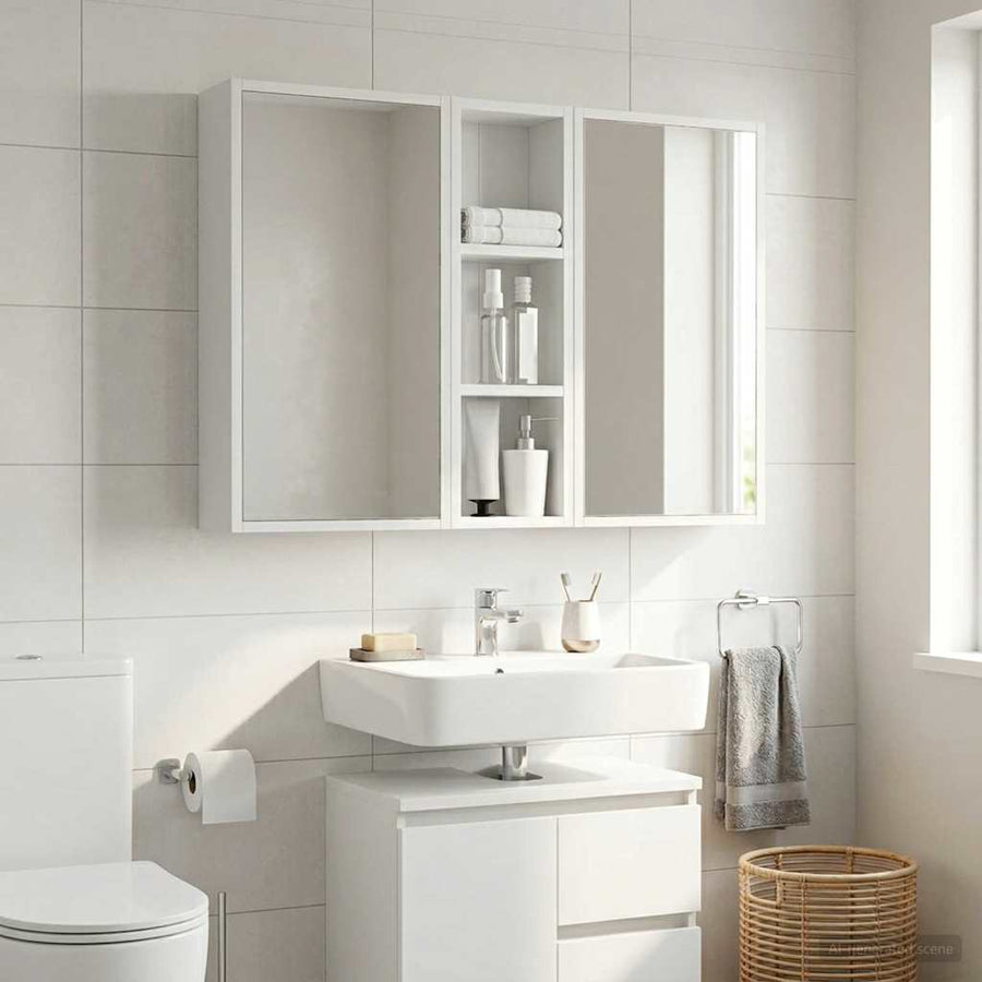 Badkamer wandkast Wit 20 x 10 x 60,5 cm Geconstrueerd hout