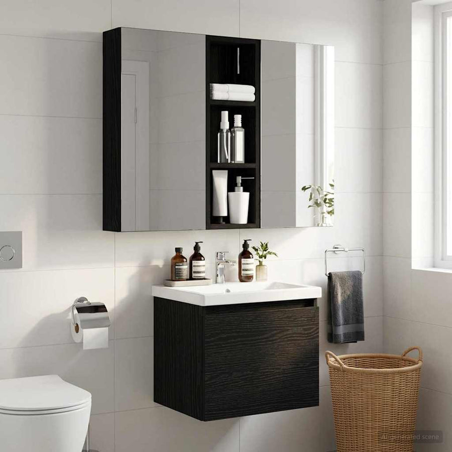 Badkamer wandkast met plank Zwarte Eik 20 x 10 x 60,5 cm