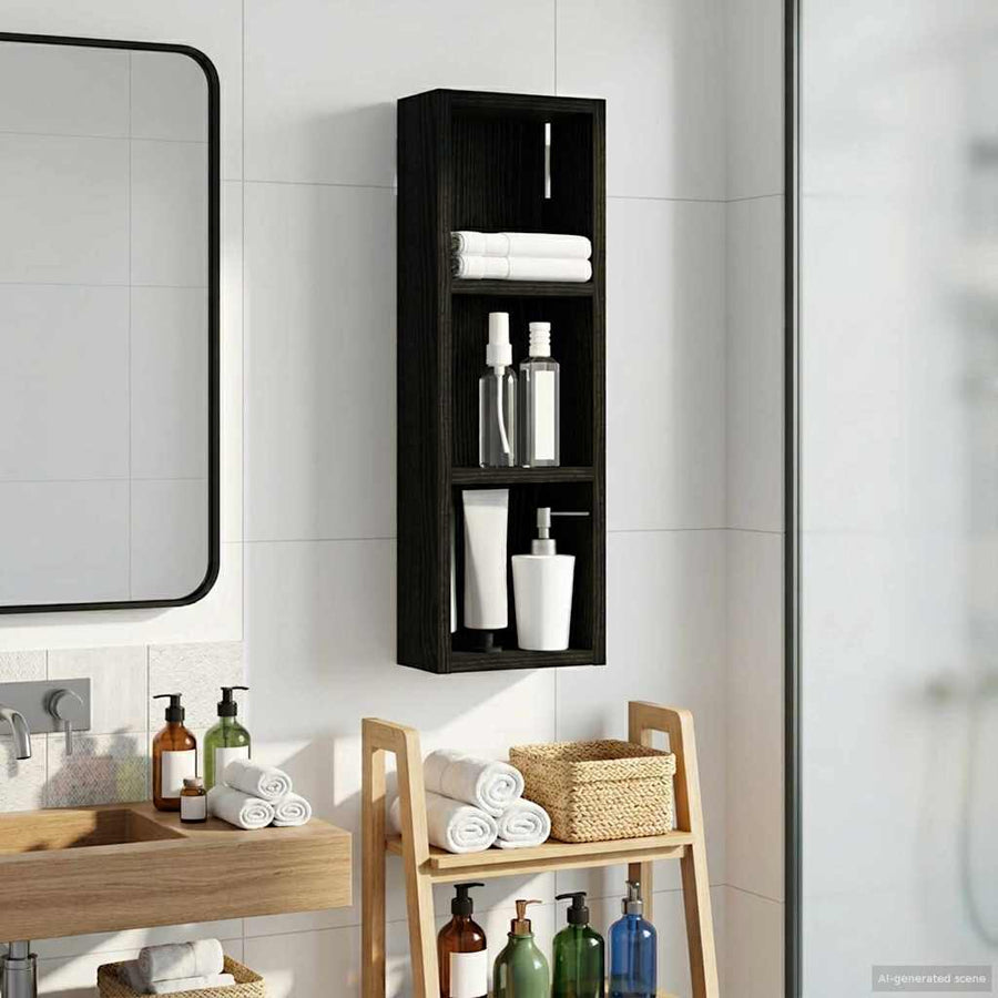 Badkamer wandkast met plank Zwarte Eik 20 x 10 x 60,5 cm