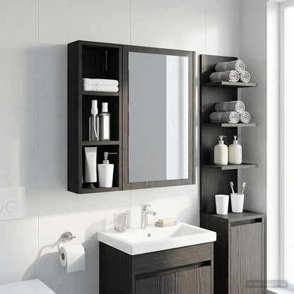 Badkamer wandkast met plank Zwarte Eik 20 x 10 x 60,5 cm