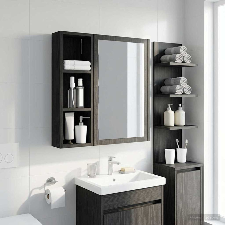 Badkamer wandkast met plank Zwarte Eik 20 x 10 x 60,5 cm