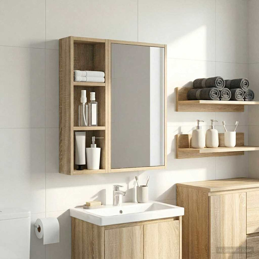 Badkamer wandkast met plank Sonoma Eiken 20 x 10 x 60,5 cm