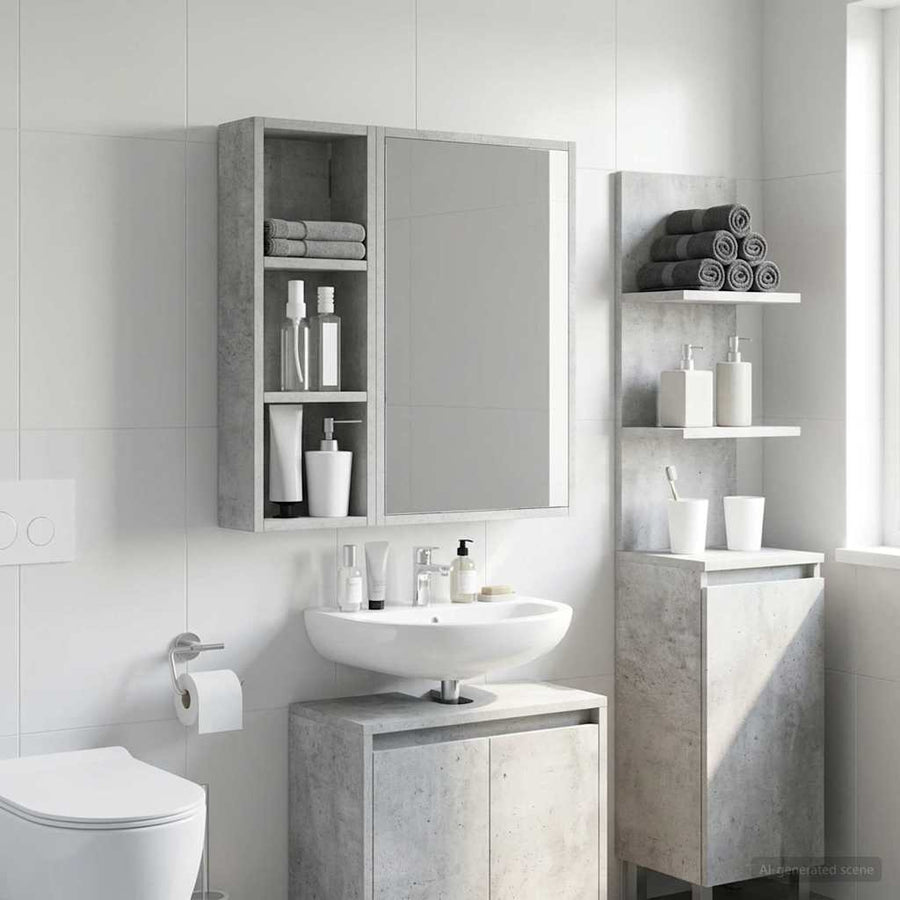 Badkamer wandkast met plank Beton Grijs 20 x 10 x 60,5 cm