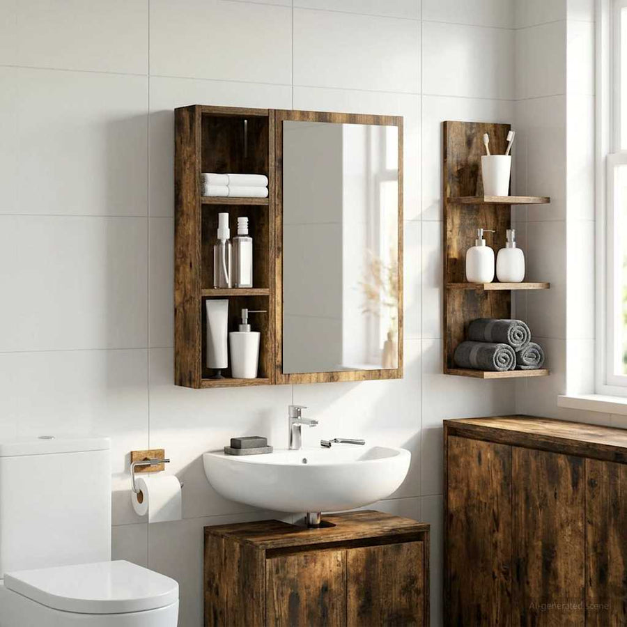 Badkamer wandkast met plank Gerookte Eik 20 x 10 x 60,5 cm