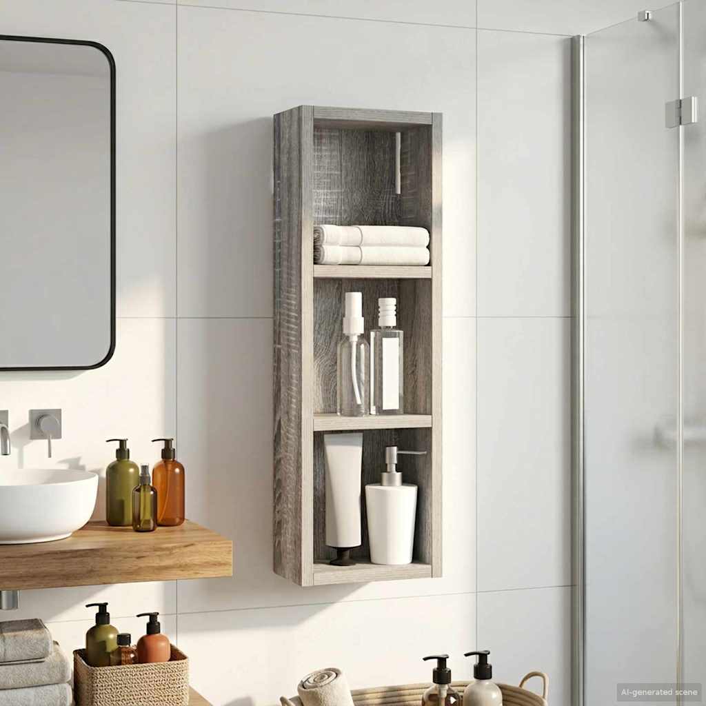 Badkamer wandkast met plank Grijze Sonoma 20 x 10 x 60,5 cm