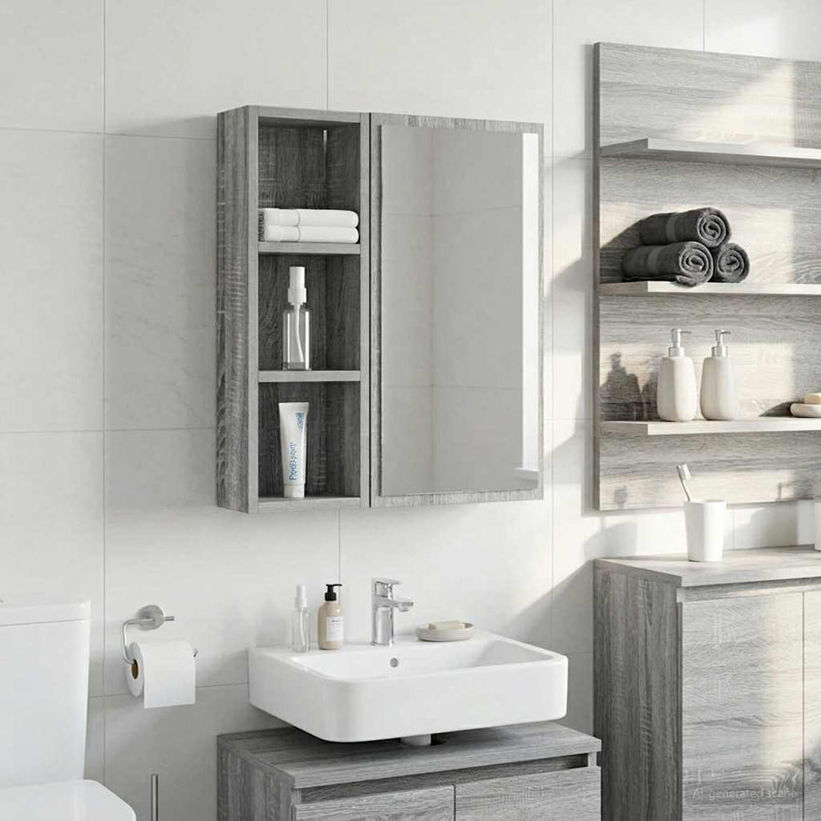 Badkamer wandkast met plank Grijze Sonoma 20 x 10 x 60,5 cm