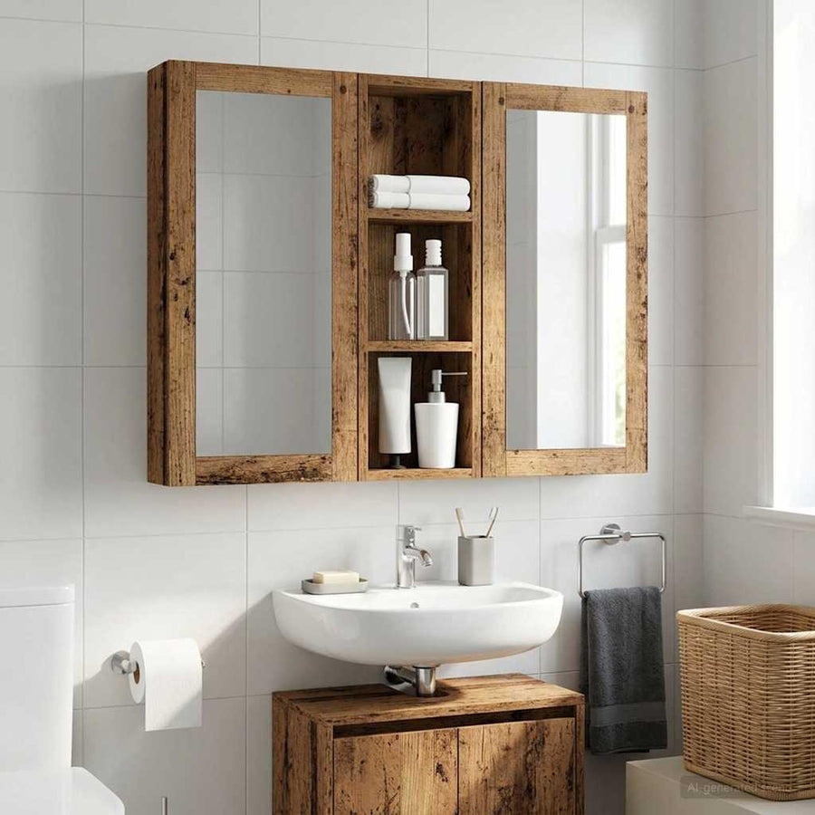 Badkamer wandkast Oudhout 20 x 10 x 60,5 cm Geconstrueerd hout