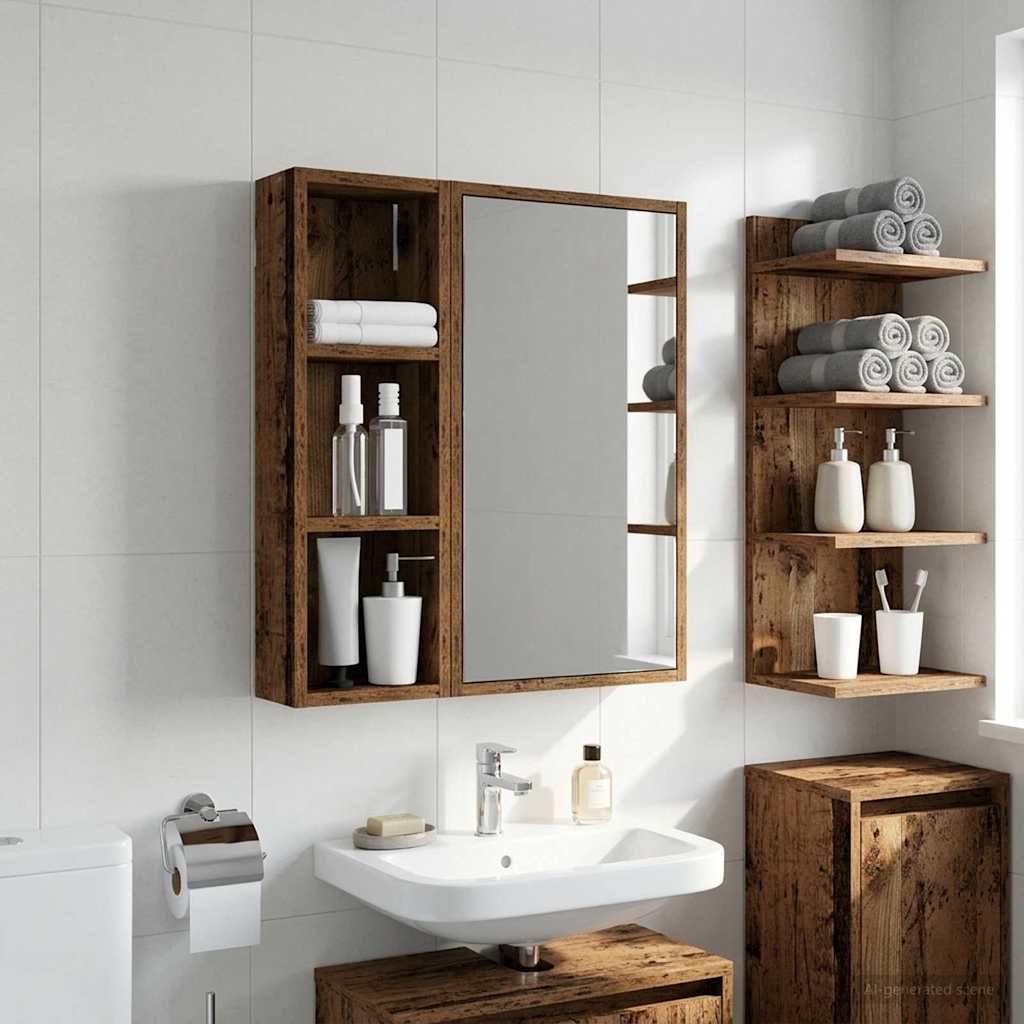 Badkamer wandkast Oudhout 20 x 10 x 60,5 cm Geconstrueerd hout