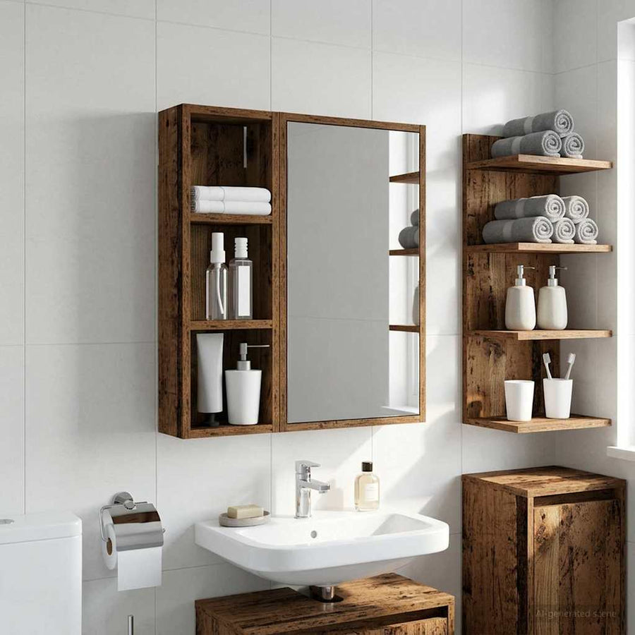 Badkamer wandkast Oudhout 20 x 10 x 60,5 cm Geconstrueerd hout