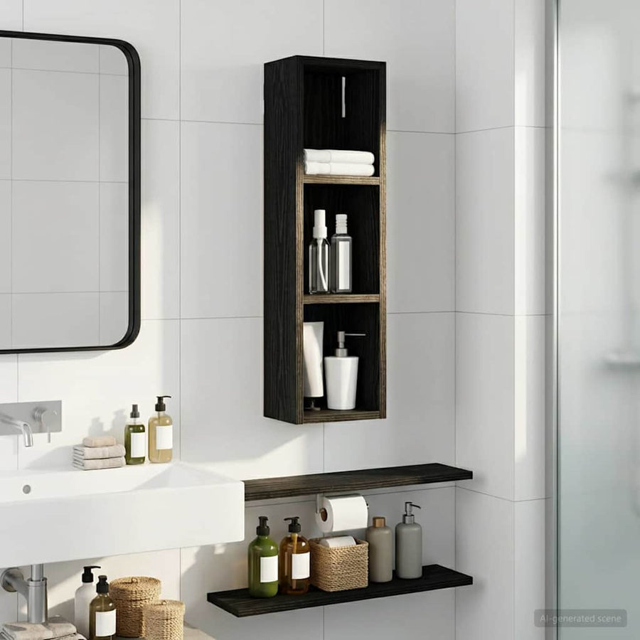 Badkamer wandkast Zwarte Eik 20 x 14 x 70 cm Geconstrueerd hout