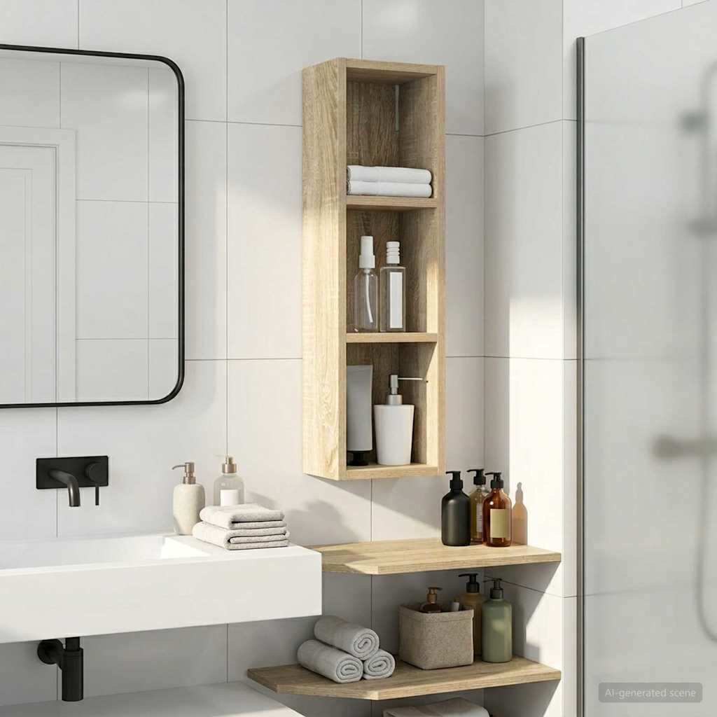 Badkamer wandkast met plank Sonoma Eiken 20 x 14 x 70 cm
