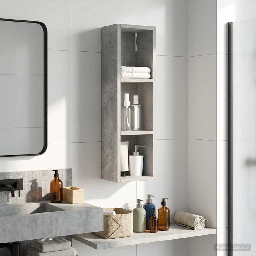 Badkamer wandkast met plank Beton Grijs 20 x 14 x 70 cm