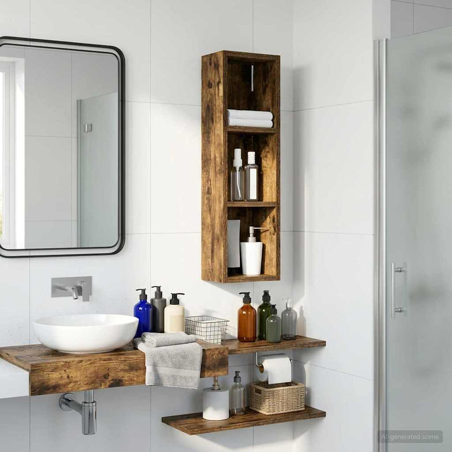 Badkamer wandkast met plank Gerookte Eik 20 x 14 x 70 cm