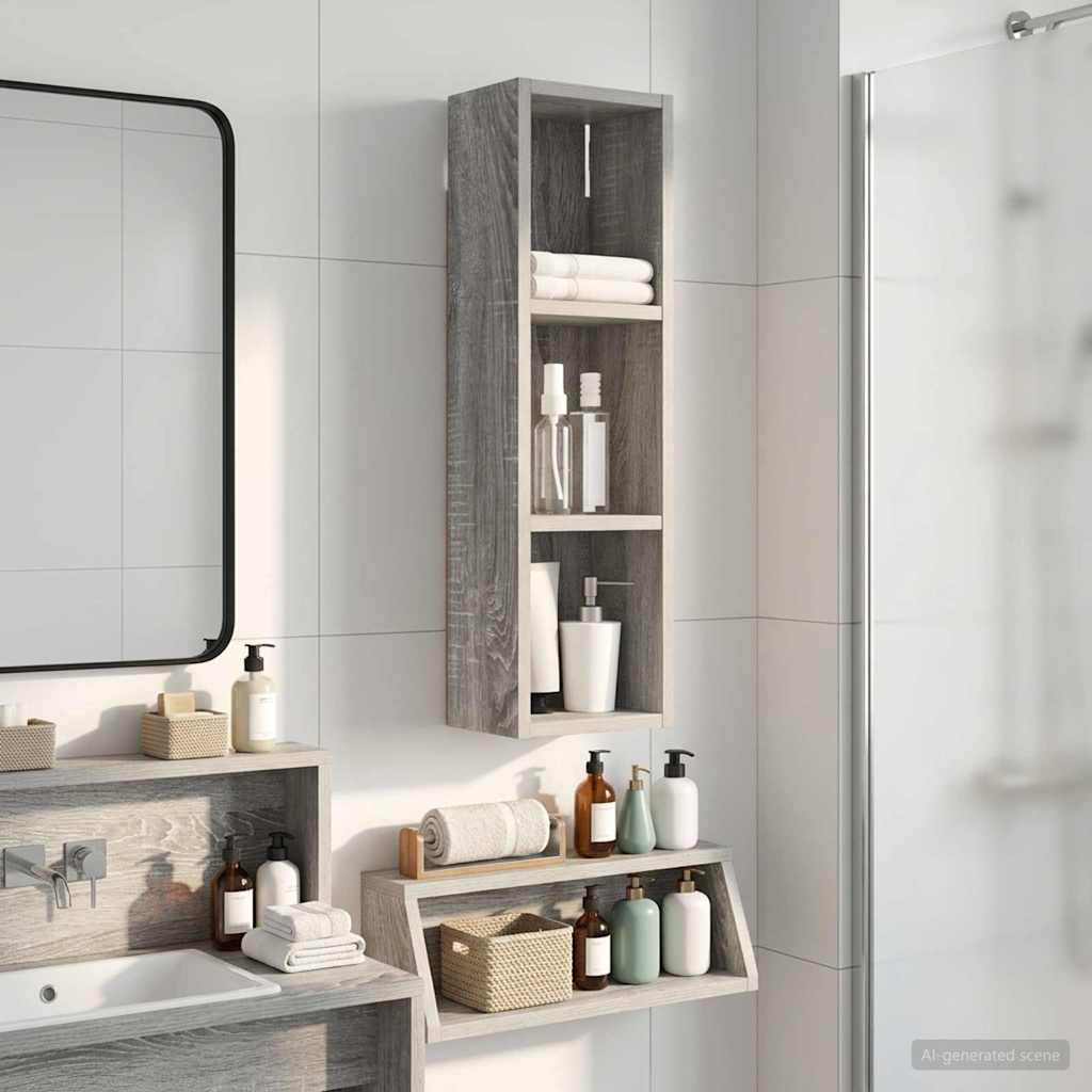 Badkamer wandkast met plank Grijze Sonoma 20 x 14 x 70 cm