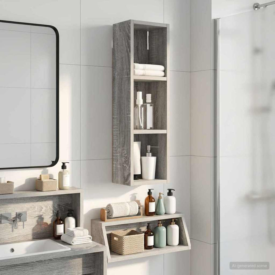 Badkamer wandkast met plank Grijze Sonoma 20 x 14 x 70 cm