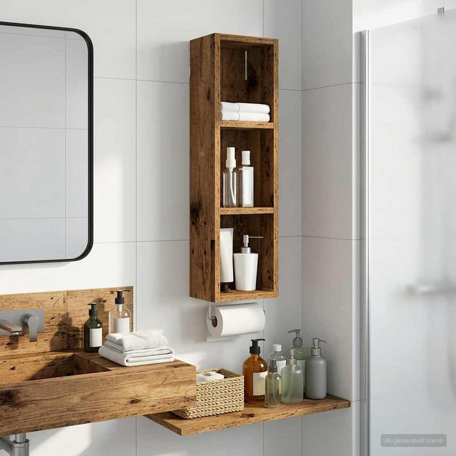 Badkamer wandkast Oudhout 20 x 14 x 70 cm Geconstrueerd hout