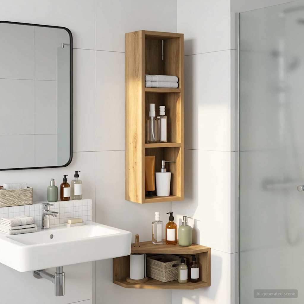 Badkamer wandkast met plank Ambachtelijk eiken 20 x 14 x 70 cm
