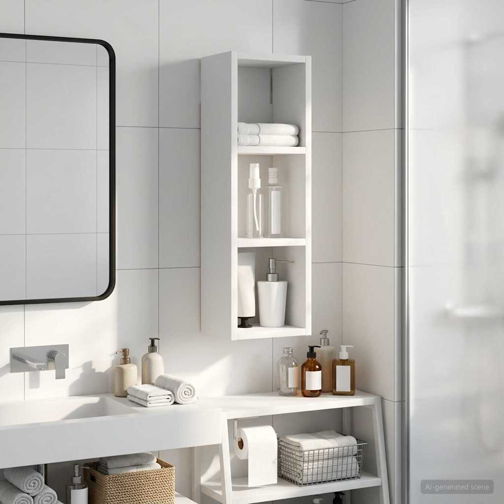 Badkamer wandkast Wit 20 x 16 x 62,5 cm Geconstrueerd hout