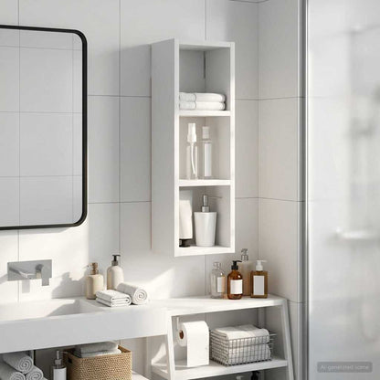 Badkamer wandkast Wit 20 x 16 x 62,5 cm Geconstrueerd hout