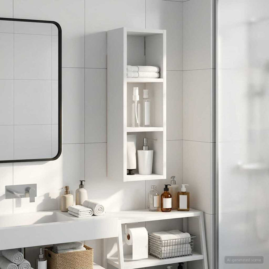 Badkamer wandkast Wit 20 x 16 x 62,5 cm Geconstrueerd hout
