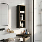 Bathroom Wall Cabinet with Shelf Black Oak 20 x 16 x 62.5 cm