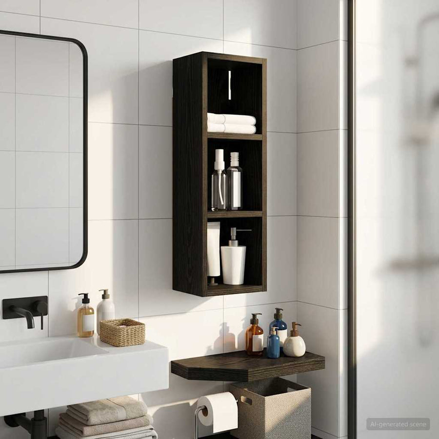 Badkamer wandkast met plank Zwarte Eik 20 x 16 x 62,5 cm