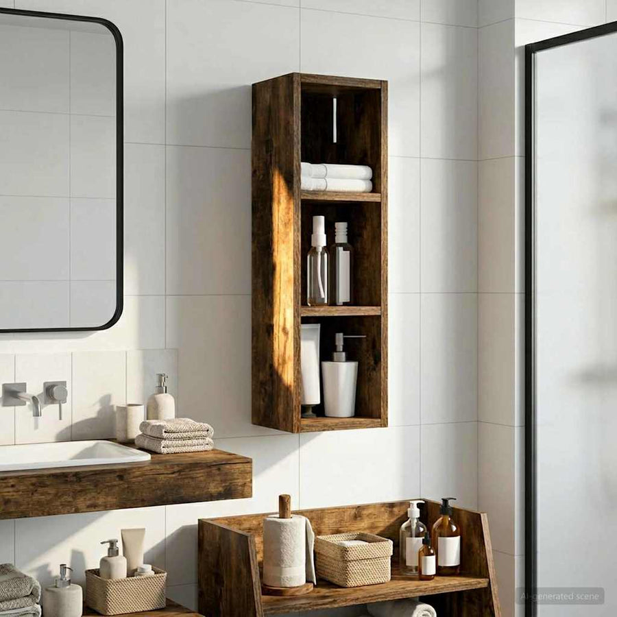 Badkamer wandkast met plank Gerookte Eik 20 x 16 x 62,5 cm