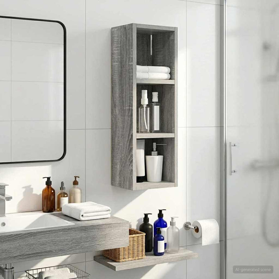 Badkamer wandkast met plank Grijze Sonoma 20 x 16 x 62,5 cm