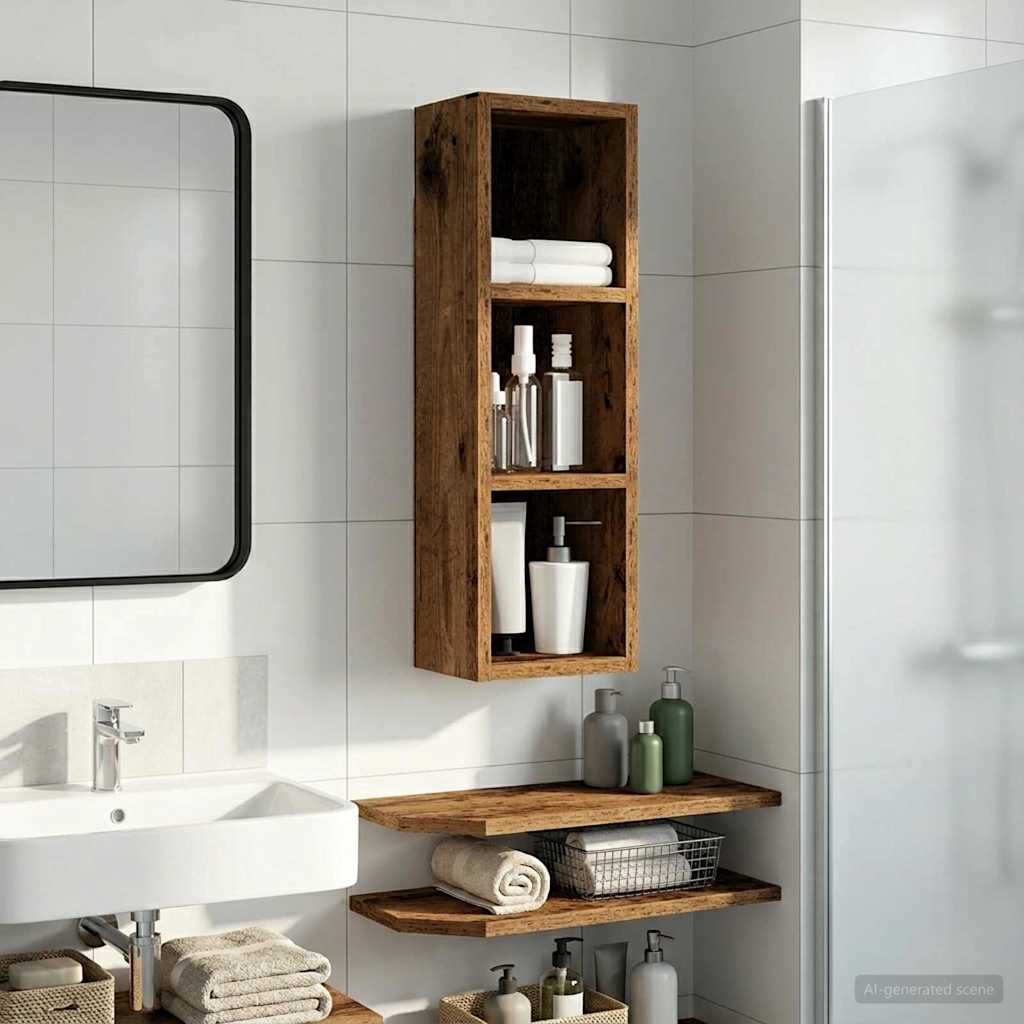 Badkamer wandkast Oudhout 20 x 16 x 62,5 cm Geconstrueerd hout