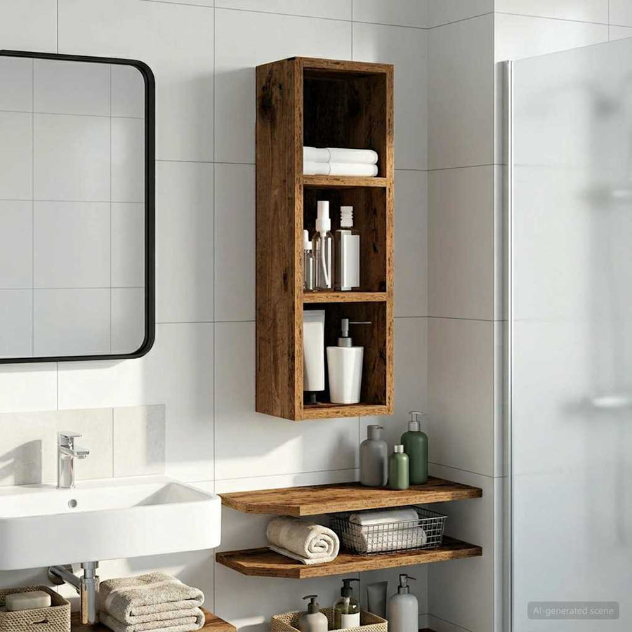 Badkamer wandkast Oudhout 20 x 16 x 62,5 cm Geconstrueerd hout
