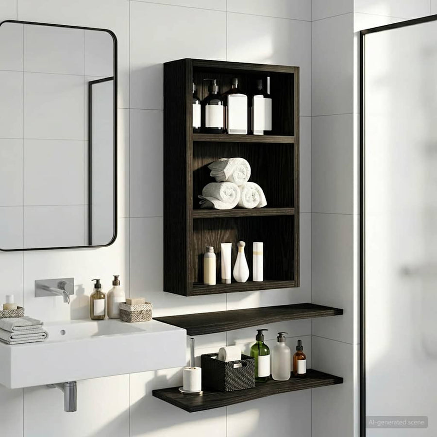 Badkamer wandkast Zwarte Eik 30 x 10 x 50 cm Geconstrueerd hout