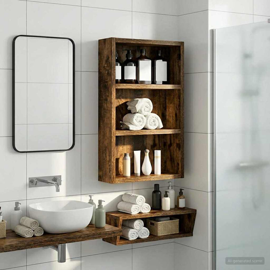 Badkamer wandkast met plank Gerookte Eik 30 x 10 x 50 cm