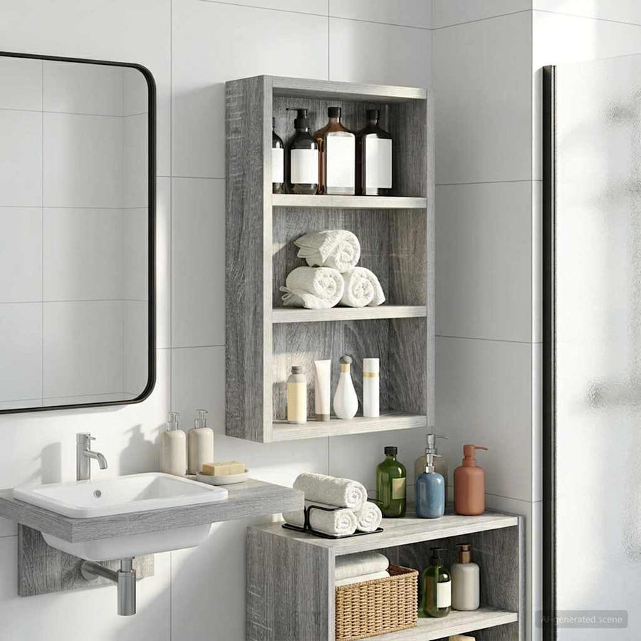 Badkamer wandkast met plank Grijze Sonoma 30 x 10 x 50 cm