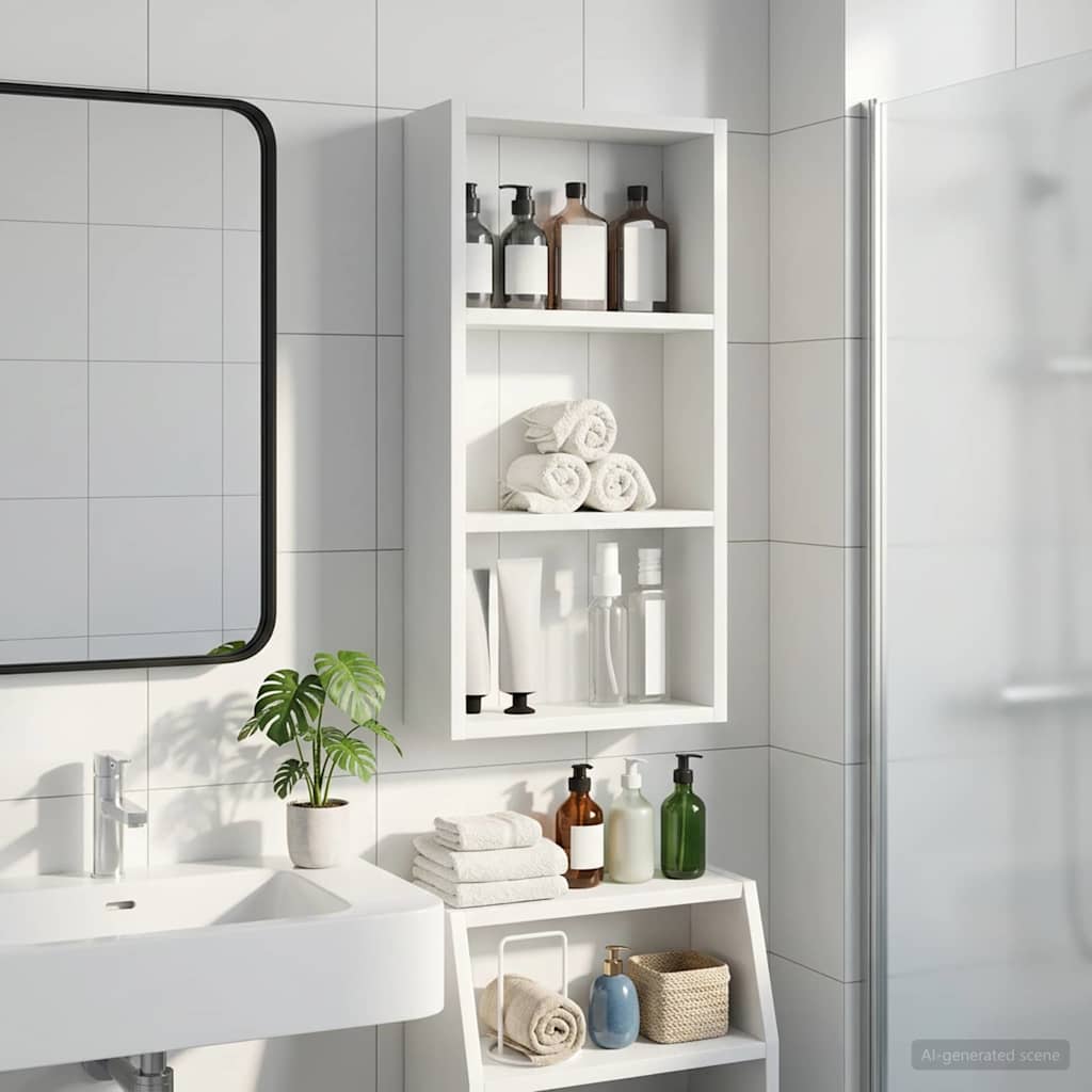 Badkamer wandkast Wit 30 x 10 x 60,5 cm Geconstrueerd hout