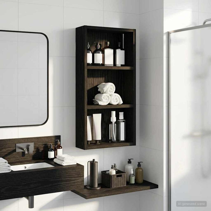 Badkamer wandkast met plank Zwarte Eik 30 x 10 x 60,5 cm