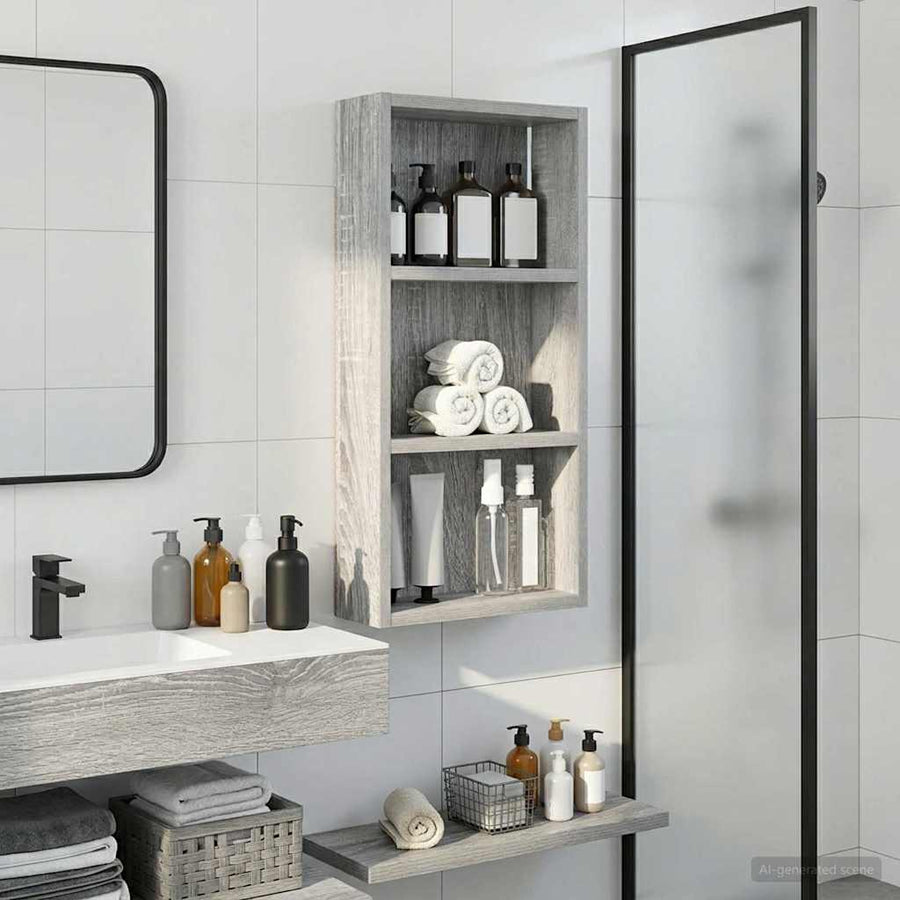 Badkamer wandkast met plank Grijze Sonoma 30 x 10 x 60,5 cm