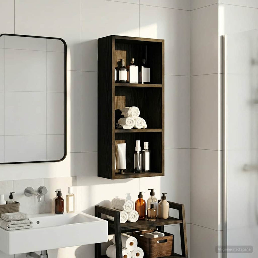 Badkamer wandkast Zwarte Eik 30 x 14 x 70 cm Geconstrueerd hout