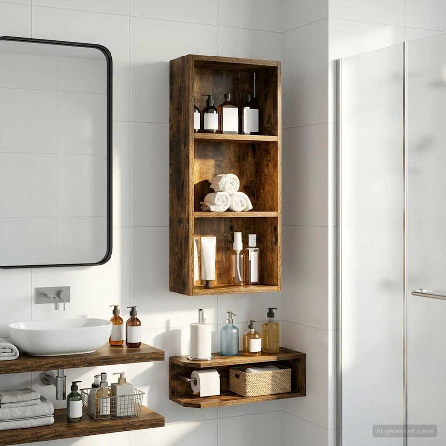 Badkamer wandkast met plank Gerookte Eik 30 x 14 x 70 cm
