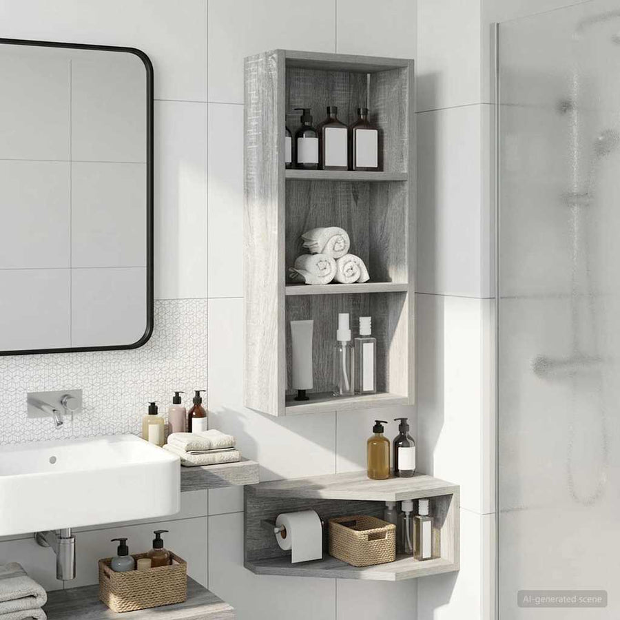 Badkamer wandkast met plank Grijze Sonoma 30 x 14 x 70 cm