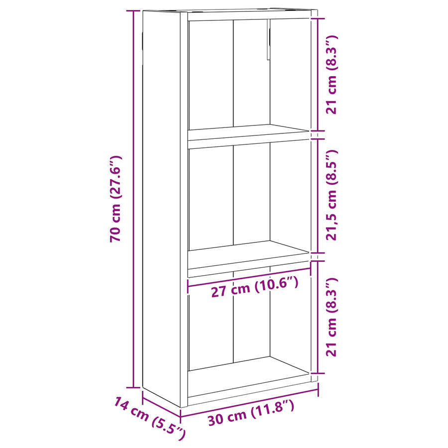 Badkamer wandkast met plank Grijze Sonoma 30 x 14 x 70 cm