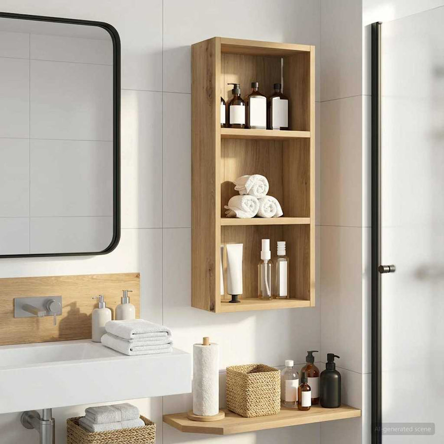 Badkamer wandkast met plank Ambachtelijk eiken 30 x 14 x 70 cm