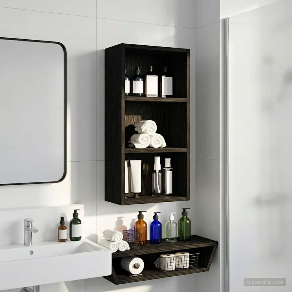 Badkamer wandkast met plank Zwarte Eik 30 x 16 x 62,5 cm