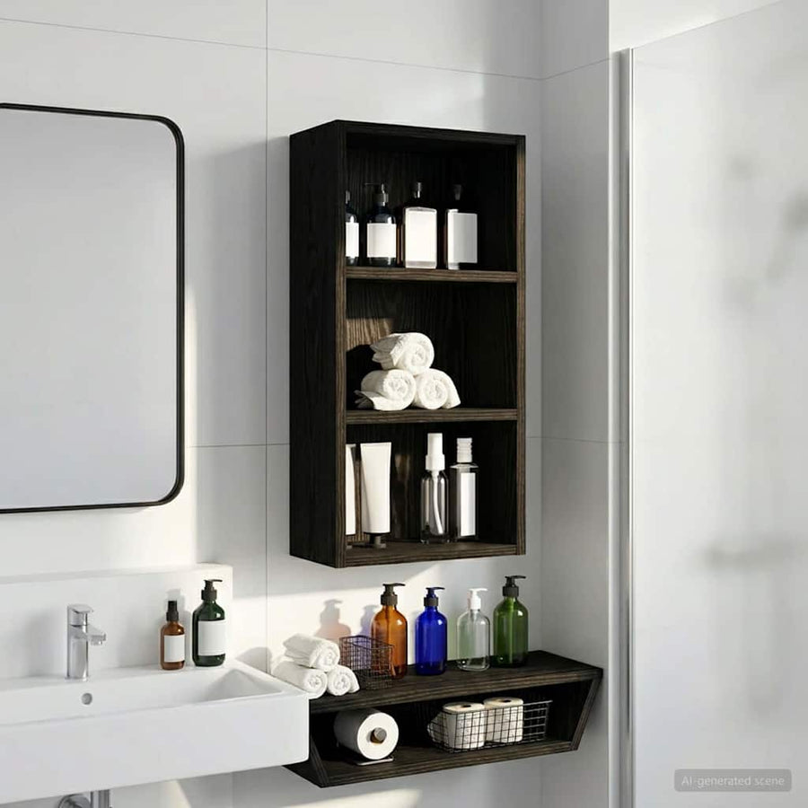 Badkamer wandkast met plank Zwarte Eik 30 x 16 x 62,5 cm